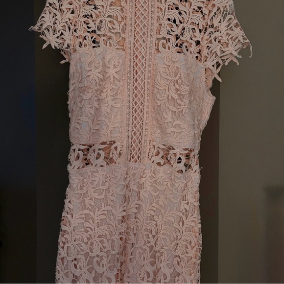Just Me Dusty Blush Pink Lace Midi DRESS- Kentucky Derby - Picture 5 of 5